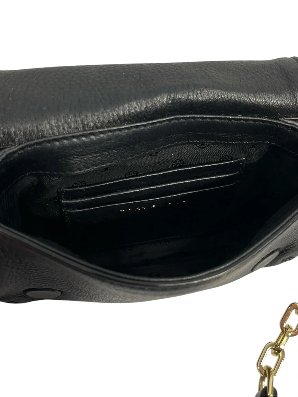 Tory Burch Britten Mini Pebbled Leather Crossbody Bag in Black / Gold